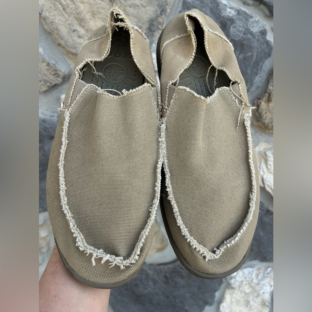 Crocs Santa Cruz Slip On Shoes Mens Size 15 Frayed Canvas Loafer Casual Beach - Picture 2 of 6